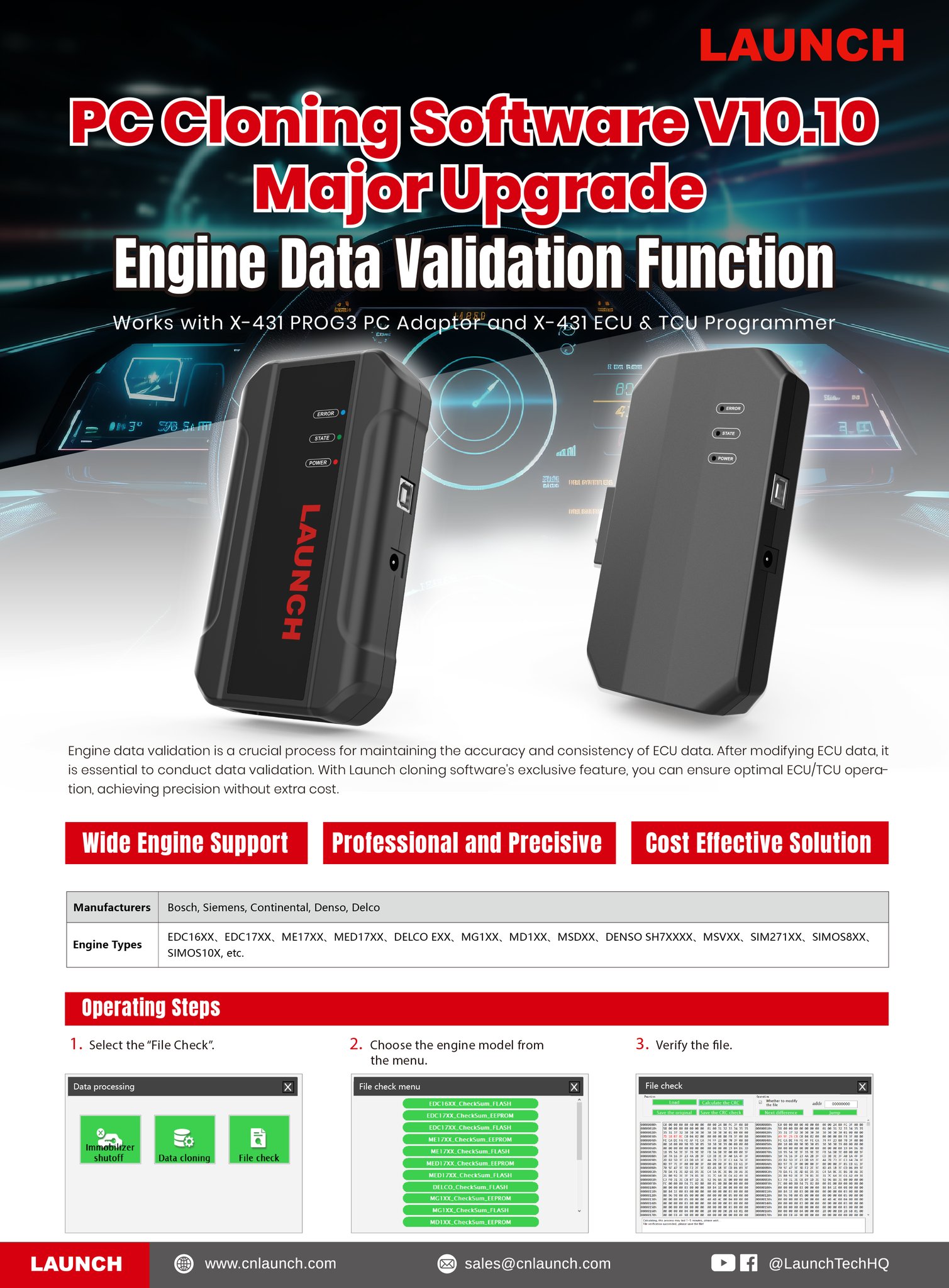 LAUNCH PC Cloning Software Update Engine Data Validation Function