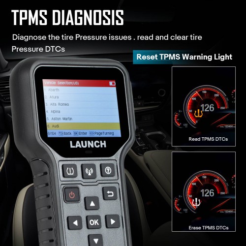 2024 LAUNCH CRT5011E TPMS Relearn Tool TPMS LTR-01 Sensor (315+433MHz) Support Read/Activate/Programming/Relearn/Reset/Key Fob Test