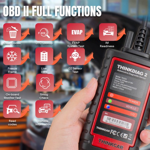 THINKCAR Thinkdiag 2 Bidirectional OBD2 All System Diagnostic Scanner for iOS & Android Support  CANFD, Bluetooth, 15+ Reset, ECU Coding, AutoVIN