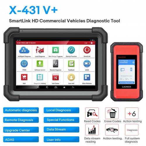 Launch X431 V+ SmartLink HD (PRO3 LINK HD)  Heavy Duty Truck Diagnostic Tool with SmartLink C 2.0 VCI for Truck Bus Agricultural Trailers etc