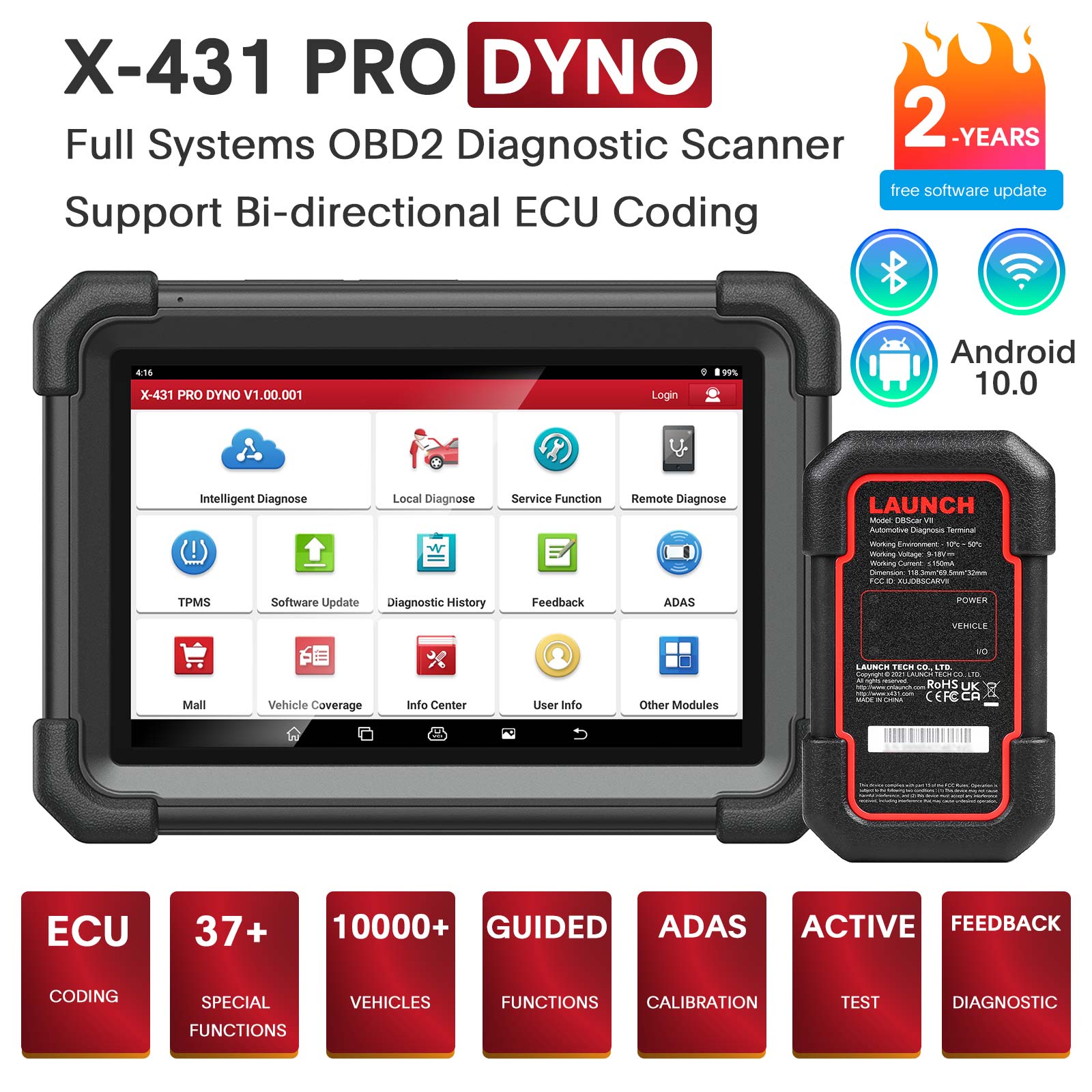 LAUNCH X431 PRO3S+ Support AutoAuth FCA SGW and Guided Functions with 2  Years Free Update