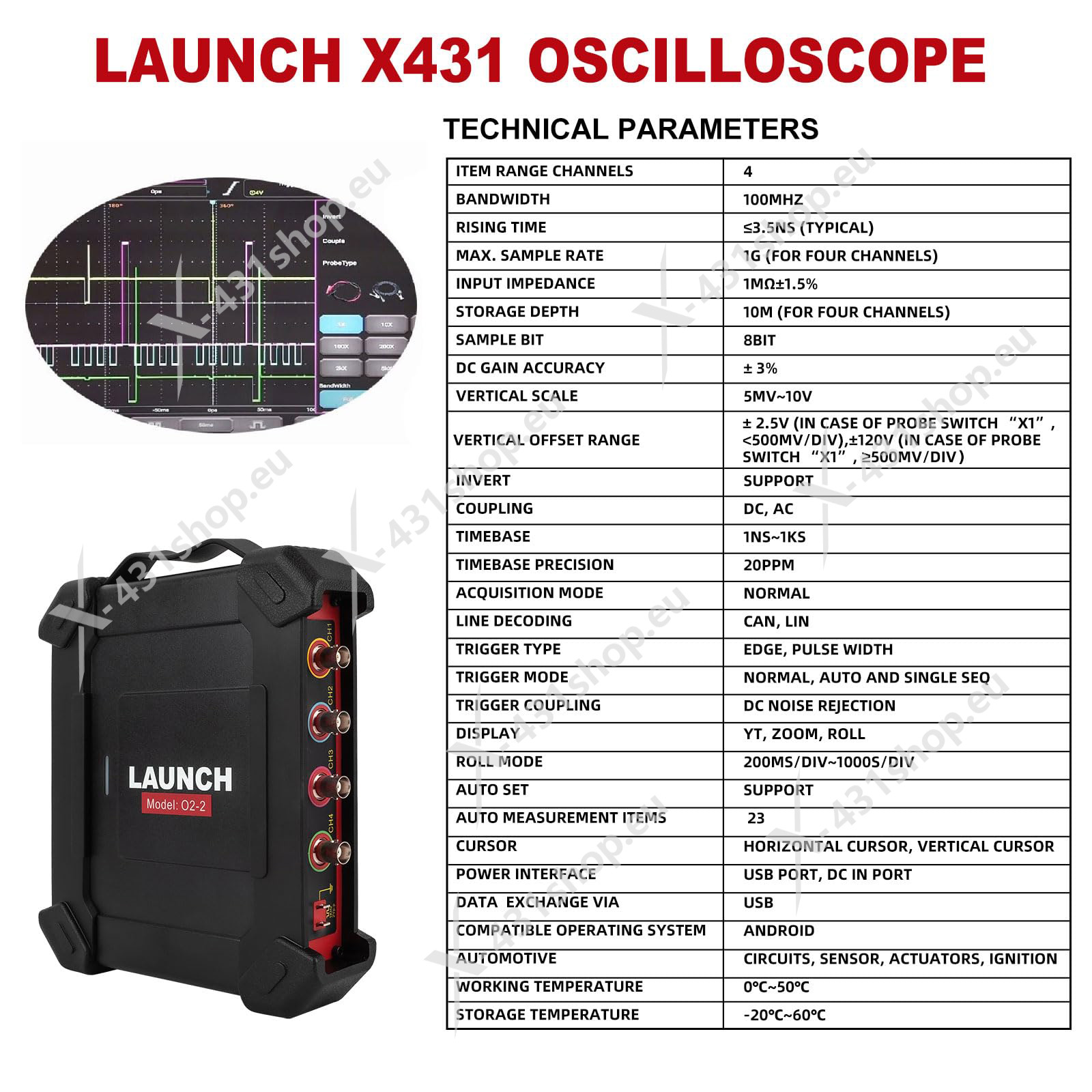 Launch O2-2 4 Channel Scope Box detail  