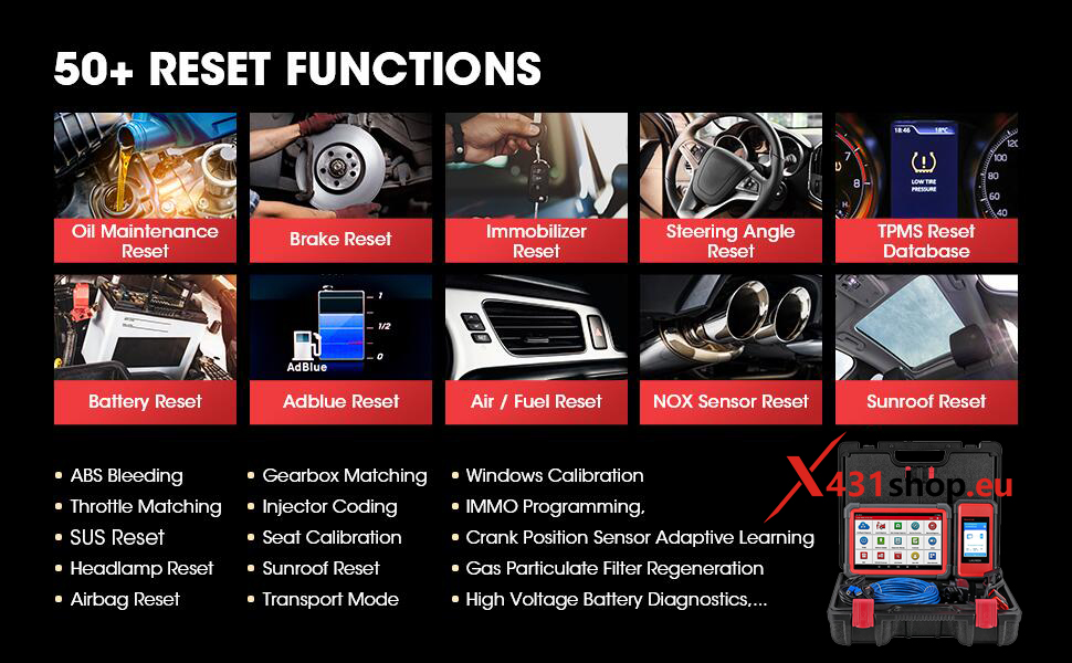 launch x431 pro5 50+ special functions