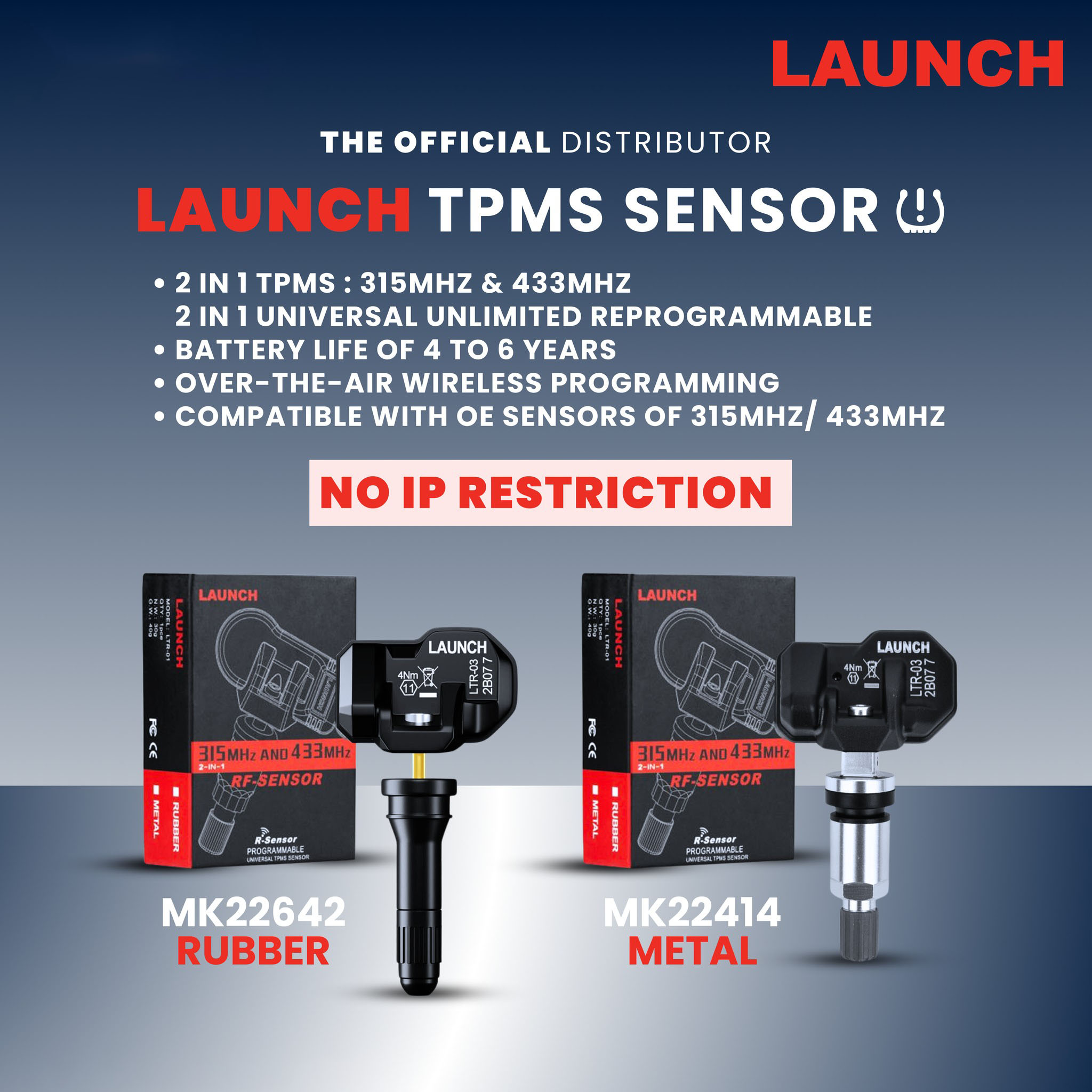 Launch LTR-03 RF Sensor Metal and Rubber two types to choose  