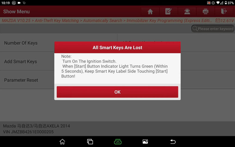 Launch X431 IMMO Plus Key Programming - Mazda All Keys Lost