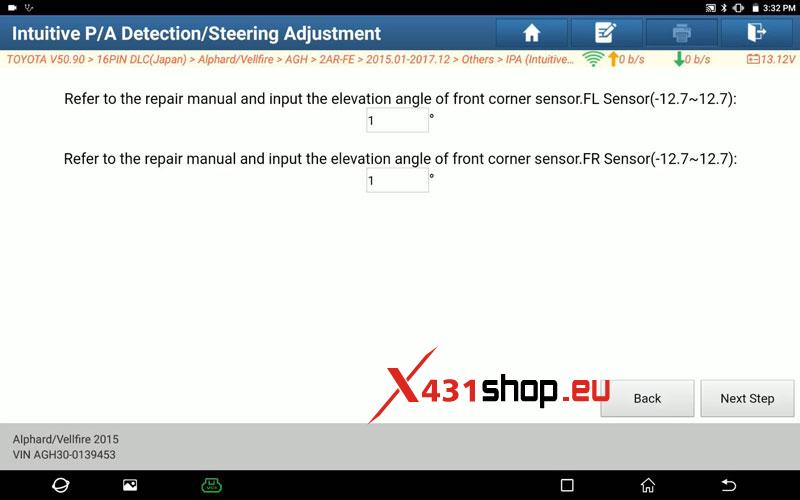 Launch X431 PAD VII IPA calibration function solves Toyota Parking Assist Malfunction