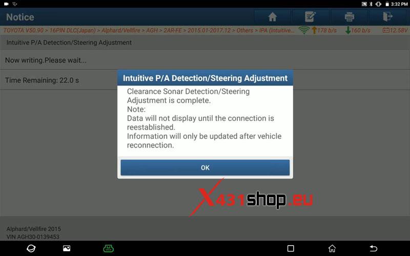Launch X431 PAD VII IPA calibration function solves Toyota Parking Assist Malfunction